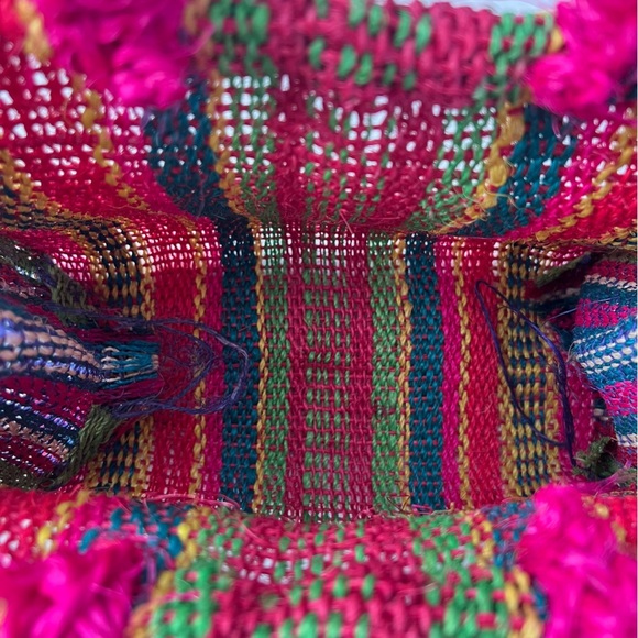 Handmade Colorful Striped Straw Bag with Top Handle - Picture 2 of 5